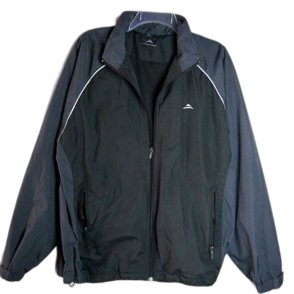 Cascade Sport Men's Size M Black / Gray Jacket Front Zip Adjustable Wrist Straps